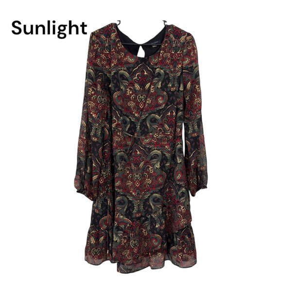 Tommy Hilfiger Women Paisley Print Long Sleeve Dress Keyhole Back Lined Size 18 - Picture 2 of 13